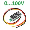 Вольтметр мини 0-100V три провода зеленый 24х10мм