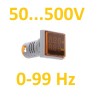 220v 50Hz Вольтметр / Частотомер AC50-500V 0-99Hz Желтый 22мм